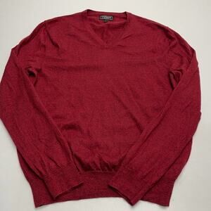 EXPRESS Men’s Large Red V Neck Merino Wool Sweater